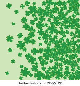 Vector Confetti Background Pattern. Element of design.  Clover leaves on a green background