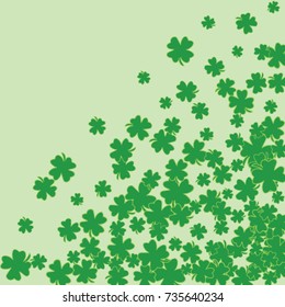 Vector Confetti Background Pattern. Element of design.  Clover leaves on a green background