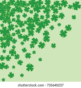 Vector Confetti Background Pattern. Element of design.  Clover leaves on a green background