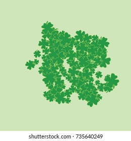 Vector Confetti Background Pattern. Element of design.  Clover leaves on a green background