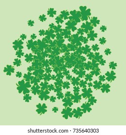 Vector Confetti Background Pattern. Element of design.  Clover leaves on a green background