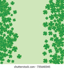Vector Confetti Background Pattern. Element of design.  Clover leaves on a green background