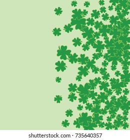 Vector Confetti Background Pattern. Element of design.  Clover leaves on a green background