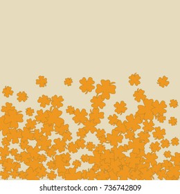 Vector Confetti Background Pattern. Element of design. Clover leaves on an orange background