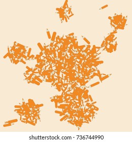 Vector Confetti Background Pattern. Element of design. Orange pencils on a Orange background