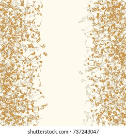 Vector Confetti Background Pattern. Element of design. Music Signs on a Orange Background