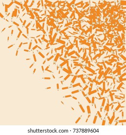 Vector Confetti Background Pattern. Element of design. Orange pencils on a Orange background