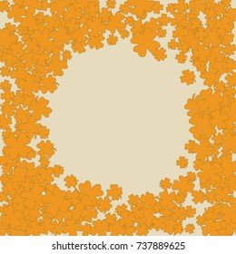 Vector Confetti Background Pattern. Element of design. Clover leaves on an orange background