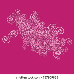 Vector Confetti Background Pattern. Element of design. Pink spirals on a crimson background
