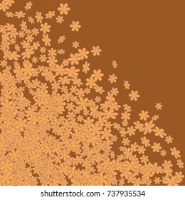 Vector Confetti Background Pattern. Element of design. Orange flowers on a brown background
