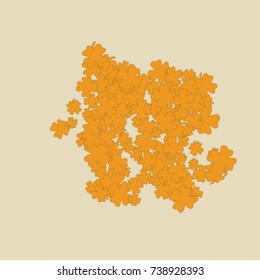 Vector Confetti Background Pattern. Element of design. Clover leaves on an orange background