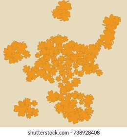 Vector Confetti Background Pattern. Element of design. Clover leaves on an orange background