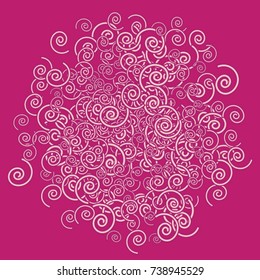 Vector Confetti Background Pattern. Element of design. Pink spirals on a crimson background