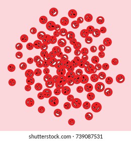 Vector Confetti Background Pattern. Element of design. Reds emoticons on a pink background