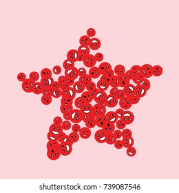 Vector Confetti Background Pattern. Element of design. Reds emoticons on a pink background
