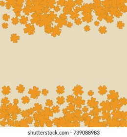 Vector Confetti Background Pattern. Element of design. Clover leaves on an orange background