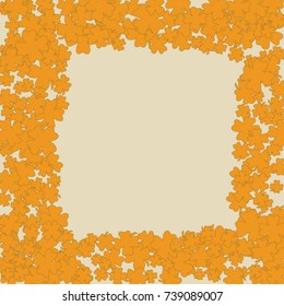 Vector Confetti Background Pattern. Element of design. Clover leaves on an orange background