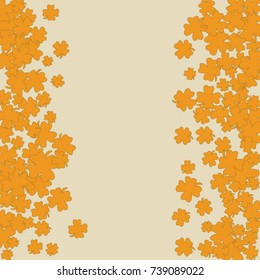 Vector Confetti Background Pattern. Element of design. Clover leaves on an orange background