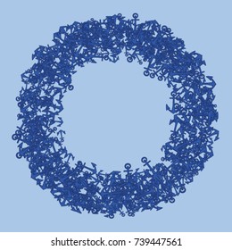 Vector Confetti Background Pattern. Element of design. Blue anchors on a blue background