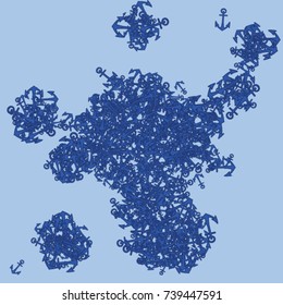 Vector Confetti Background Pattern. Element of design. Blue anchors on a blue background