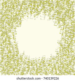 Vector Confetti Background Pattern. Element of design. Music Signs on a yellow Background