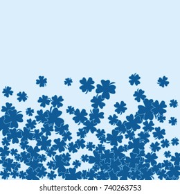 Vector Confetti Background Pattern. Element of design. Clover leaves on an blue background