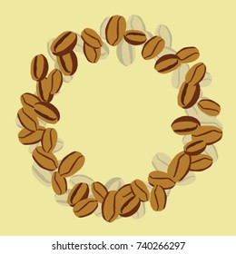 Vector Confetti Background Pattern. Element of design.  Coffee beans on a yellow background