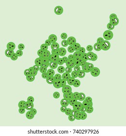 Vector Confetti Background Pattern. Element of design. Green emoticons on a Green background