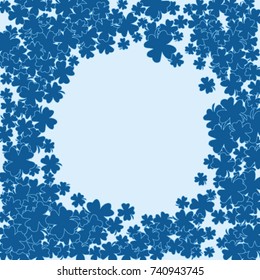 Vector Confetti Background Pattern. Element of design. Clover leaves on an blue background