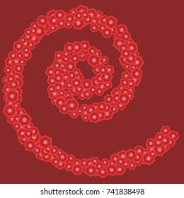 Vector Confetti Background Pattern. Element of design. Colored polygons on a red background