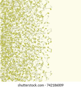 Vector Confetti Background Pattern. Element of design. Music Signs on a yellow Background