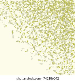 Vector Confetti Background Pattern. Element of design. Music Signs on a yellow Background