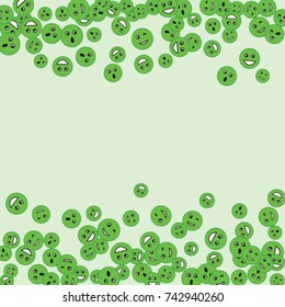 Vector Confetti Background Pattern. Element of design. Green emoticons on a Green background