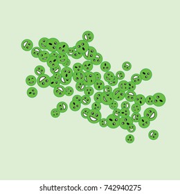 Vector Confetti Background Pattern. Element of design. Green emoticons on a Green background