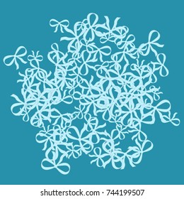 Vector Confetti Background Pattern. Element of design. Blue bows on a turquoise background