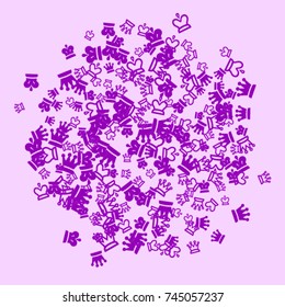 Vector Confetti Background Pattern. Element of design. Purple chess pieces on a lilac background