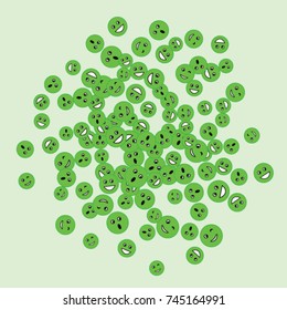 Vector Confetti Background Pattern. Element of design. Green emoticons on a Green background