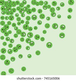 Vector Confetti Background Pattern. Element of design. Green emoticons on a Green background