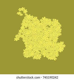 Vector Confetti Background Pattern. Element of design. Yellow flowers on a brown background