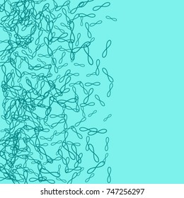 Vector Confetti Background Pattern. Element of design. Turquoise Infinity Signs on a Blue Background