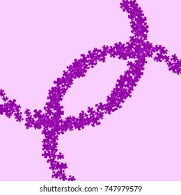 Vector Confetti Background Pattern. Element of design. Purple puzzles on a lilac background