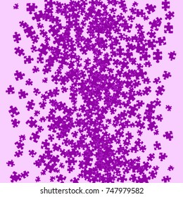 Vector Confetti Background Pattern. Element of design. Purple puzzles on a lilac background