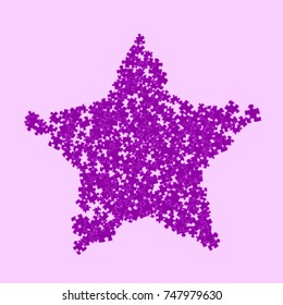 Vector Confetti Background Pattern. Element of design. Purple puzzles on a lilac background