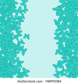 Vector Confetti Background Pattern. Element of design. Turquoise butterflies on a blue background