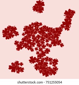 Vector Confetti Background Pattern. Element of design. Clover leaves on an pink background