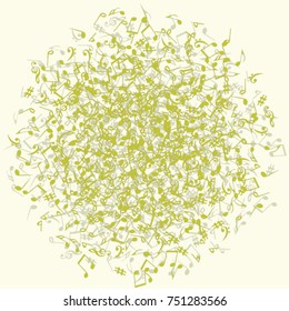 Vector Confetti Background Pattern. Element of design. Music Signs on a yellow Background
