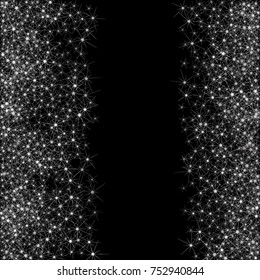 Vector Confetti Background Pattern. Element of design. Silver stars on a black background