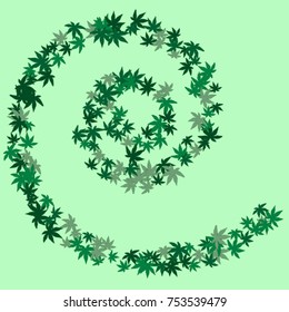 Vector Confetti Background Pattern. Element of design. Colored leaves on a green background