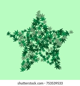 Vector Confetti Background Pattern. Element of design. Colored leaves on a green background