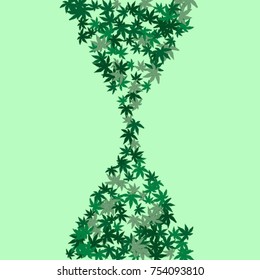 Vector Confetti Background Pattern. Element of design. Colored leaves on a green background